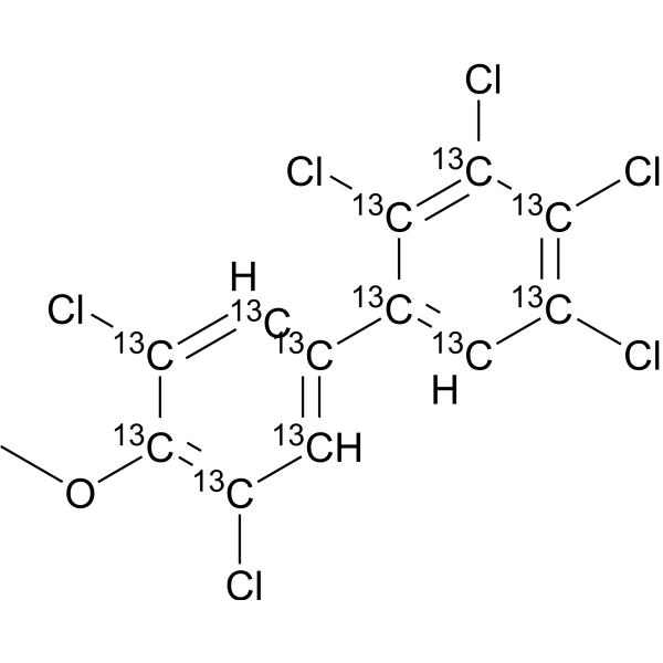 2,3,3′,4,5,5′-Hexachloro-4′-methoxy biphenyl-13C12
